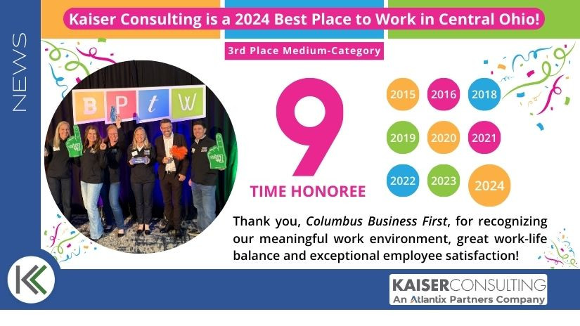 Kaiser Consulting Awarded a Top Three Spot in Central Ohio’s 2024 Best Places to Work cover image